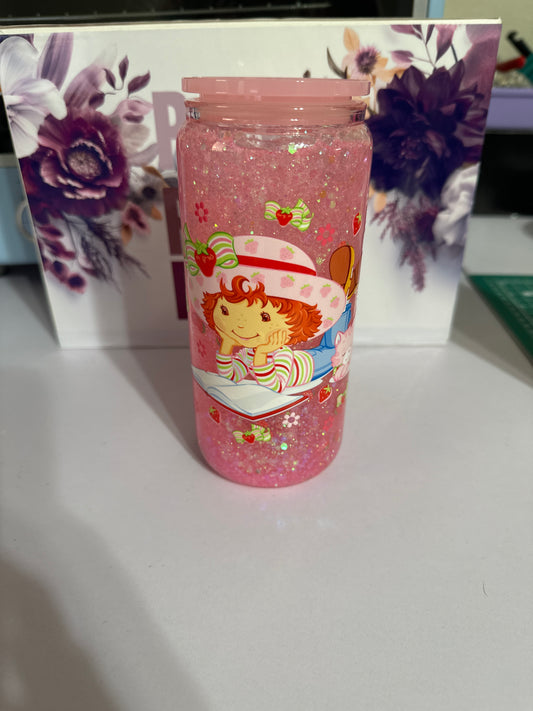 Strawberry Reading Tumbler snow globe Can